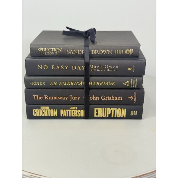 Vintage Black Gold Hardcover Book collection Set Shelf Decor Staging Display - Picture 4 of 4